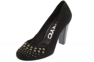 DKNY New Denise Black Suede Studded Slip on Pumps Heels Shoes 7 5 BHFO