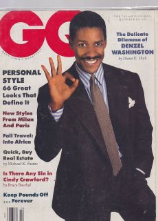 1988 GQ Gentlemans Quarterly Fashion Magazine Denzel Washington