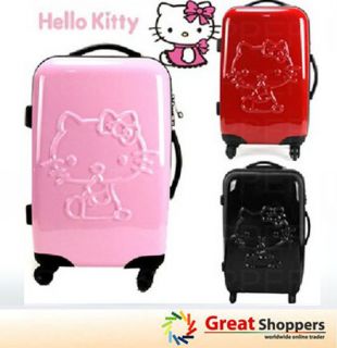 New Kitty Design Trolley Luggage Travel Hard Case Red Black Pink Sharp