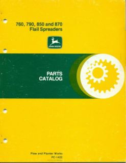 John Deere Parts Catalog 760 790 850 870 Flail Spreaders PC 1422 1980