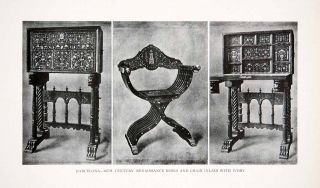 1925 Print Renaissance Desks Chair Bureau Barcelona Spain Furniture