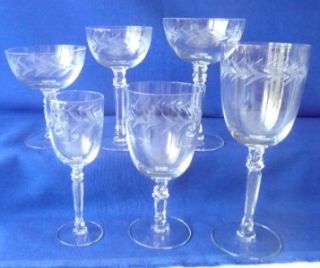 Vintage Fostoria Holly Fine Crystal Water Goblet Stem 6030 Cut 815
