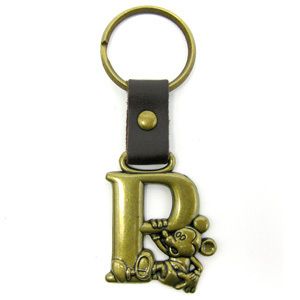 Disney Mickey Mouse Brass Key Ring Key Chain Letter P