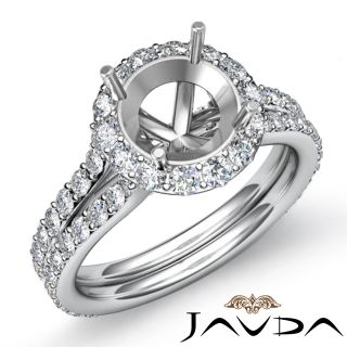 Diamond Engagement Ring Round Semi Mount Halo Pave Setting Platinum