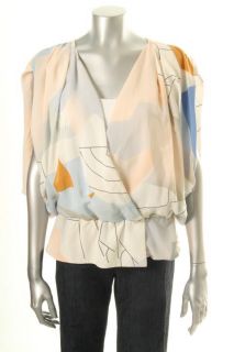 Diane Von Furstenberg New Handy Printed Silk Blouse Shirt Top 12 BHFO