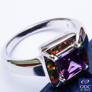  Amethyst & Green Australian Opal .925 Sterling Silver Ring Size 5 9