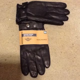 Dockers Mens Gloves New Leather Size XL Micro Terry Lined