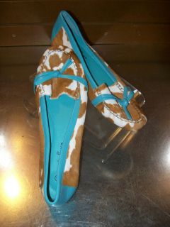 Diego di Lucca pony leather ballet flats turquoise Womans 10