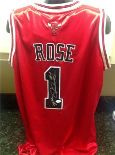 derrick rose signed chicago bulls red jersey jsa coa