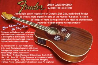 Fender Jimmy Dale Signature Kingman Mahogany Fishman Preamp Tuner