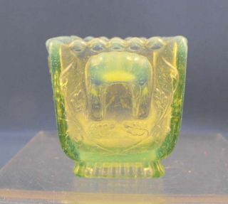 VICTORIAN SOWERBY VASELINE GLASS VASE C1879