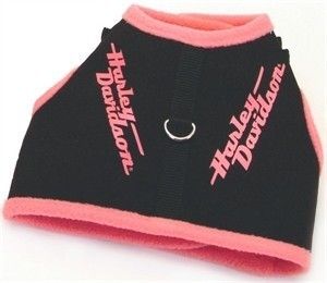  Davidson Pink Fleece Black Canvas Logo Dog Harness Vest XS