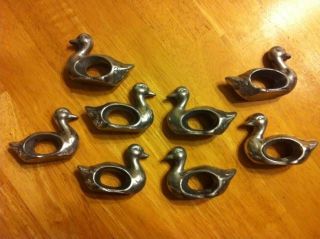Lot of 8 Silver Metal Swan Napkin Holder Rings Housewares Dinning