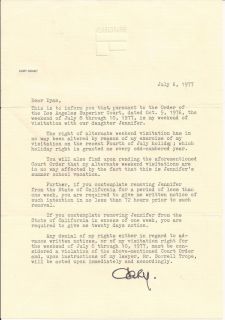 CARY GRANT AUTOGRAPH LETTER 1977 SENSATIONAL CONTENT TO WIFE