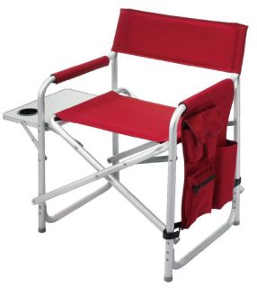 Folding Camping Director Chair w Side Table1603burgundy