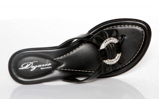 New Womens Dezario Cruz Black Pattern Thong Sandals Rhinestone Shoes 6