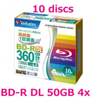 product details 10 verbatim blank blu ray discs 50gb 4x bd r dl brand