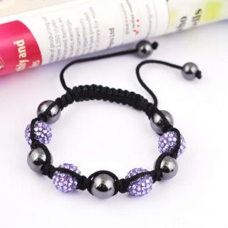  Resin Bracelets Macrame Disco Imitate Ball Beads Hematite SL18