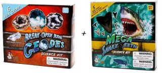 DISCOVER WITH DR COOL SCIENCE KITS BREAK OPEN REAL GEODES MEGA SHARK