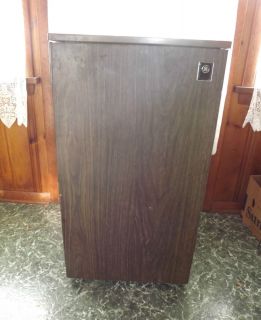 Mini GE Dorm Refrigerator with Freezer Larger sized Brown Faux Wood