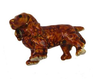 this is a stunning 14k gold and enamel dotson dog pin brooch