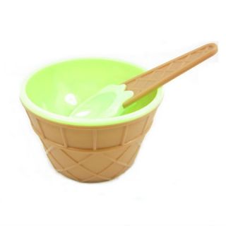 4pcs Colorful Ice Cream Cone Shaped Bowls with Spoons