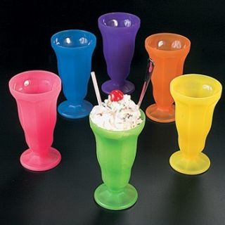 12 Ice Cream Sundae Soda Fountain Plastic Cups Glasses