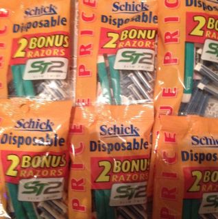 72 Schick ST2 Disposable Twin Blade Razors Shavers