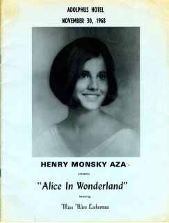 1968 Monsky Aza Dance Program Adolphus Hotel Dallas Texas Alice