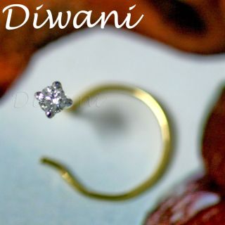  VVS Diamond Solitaire Wedding Nose Stud Piercing Ring Pin Bone