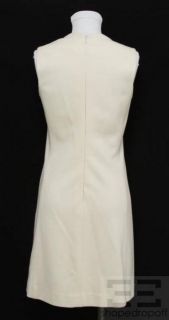 Dorian May Cream Wool Red Patent Sleeveless Dress Size 6
