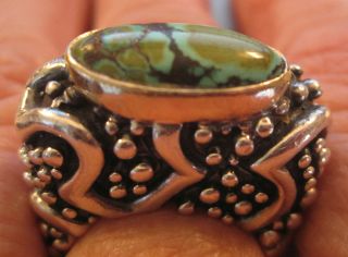 Dian Malouf 20 9 grams Sterling 14k Turquoise Statement Ring Size 7