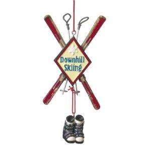 Downhill Skiing Ski Boot Pole Christmas Tree Ornament