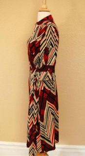 Diane Von Furstenberg Dress Wrap 100 Silk Red Black Pockets 3 4 Sleeve