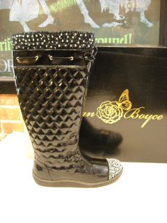 Cute Joan Boyce Black Studded Quilted Amelia Boots New