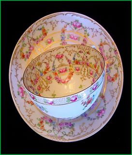 Delicate Dresden Cup Saucer by Franziska Hirsch 1901 CA Double Marked
