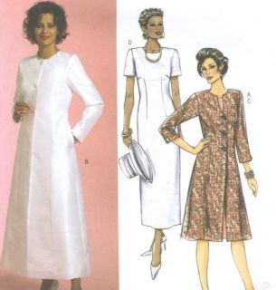 Misses Lined Duster Dress Sewing Pattern Front Neck Sleeve Variations