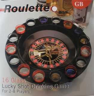 16 Glass Lucky Shot Drinking Game Roulette for 2 8 Players