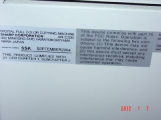 Sharp AR C330 Digital Color Copier Scanner Printer Works Great