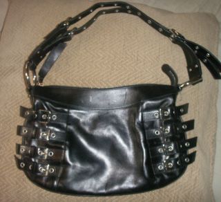 Stunning Black Leather Dolce and Gabbana Handbag Silver Buckles D G
