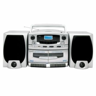   PORTABLE CD PLAYER DUAL CASSETTE RECORDER AM FM RADIO BOOMBOX NEW
