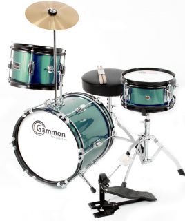 New 12 Green Junior Drum Set with Stool Sticks Stands Pedal Ships