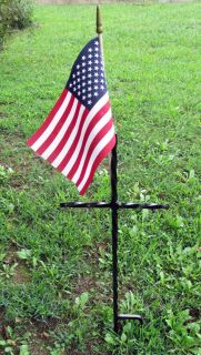 Wrought Iron / Steel Memorial Cross 36 Tall Holds Flowers, Flags, Etc