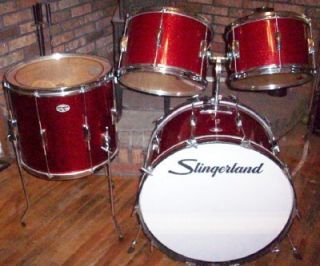  Vintage 1970s 4pc.Drum Set in Red Sparkle Pearl, Great Drums, L@@K