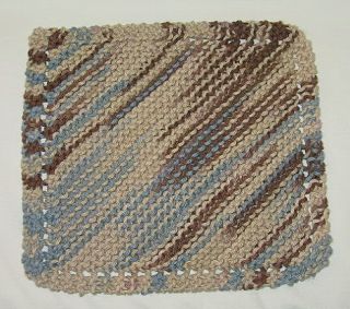 Handmade Knitted Cotton Dishcloth Variegated Earth