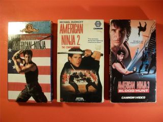 American Ninja 1 2 3 VHS Martial Arts 3 Movie Lot Dudikoff James