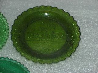  GLASS CO GREEN GLASS CUP PLATES  WAYSIDE INN, ROTCH JONES DUFF,NAUSET