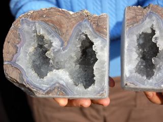 Unique 5.5 Dugway Geode Bookends Pair, Utah