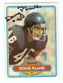 Doug Plank Chicago Bears Auto 1980 Topps Card Ohio State Buckeyes
