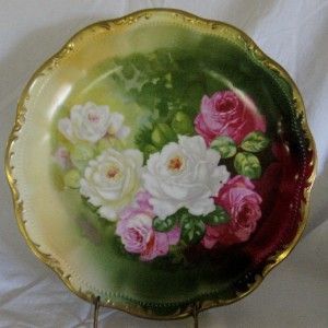  Charger Plate Artist Signed Duval Lovely Rose Spray 12 Inch